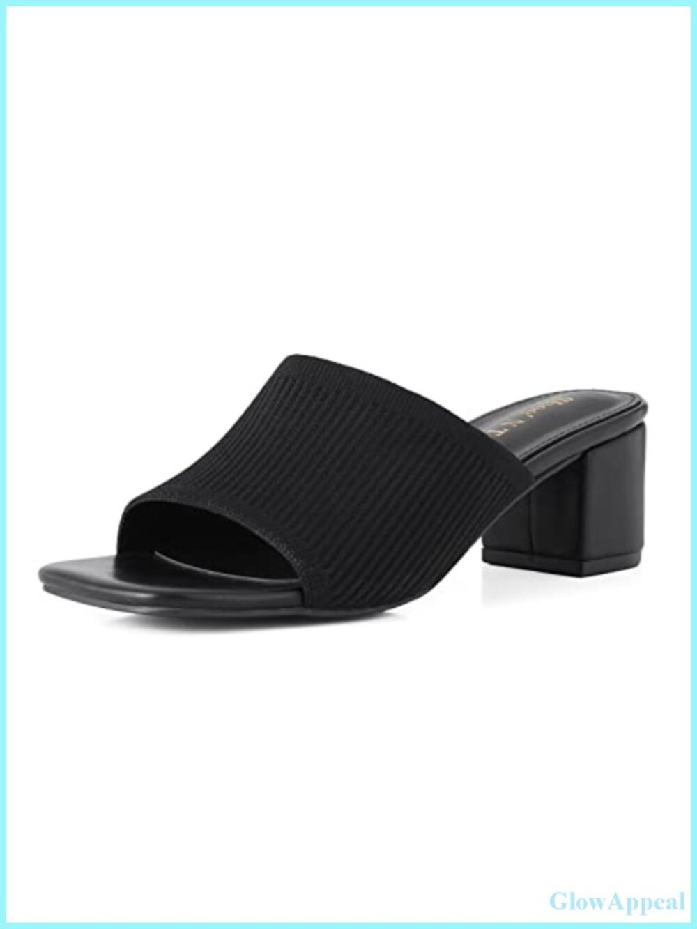 Women's Knit Square Toe Block Heel Mule Sandals Slip On 1.9" Low Heel
